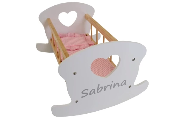 Für Puppenbett Herz Weiß Holz