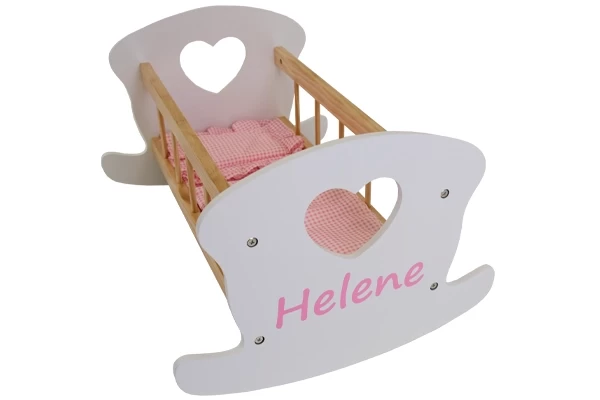 Für Puppenbett Herz Weiß Holz