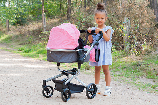 Puppenwagen Classic Angel 2in1 Lachsrosa - Grau