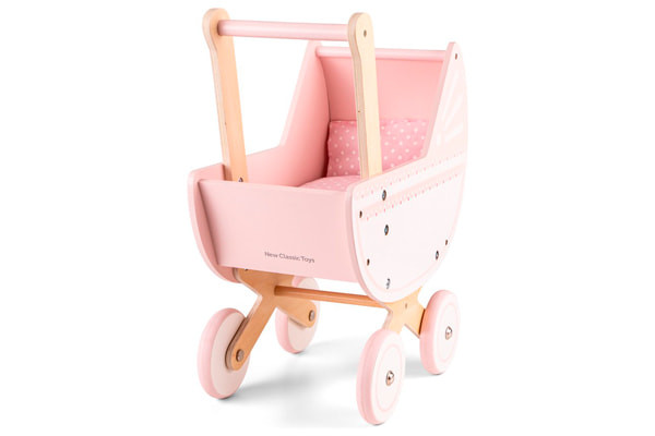 Stabiler Puppenwagen aus Holz