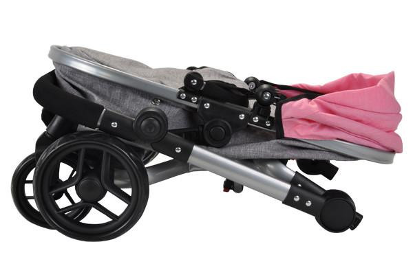 Puppenwagen und Bett sind zusammenklappbar