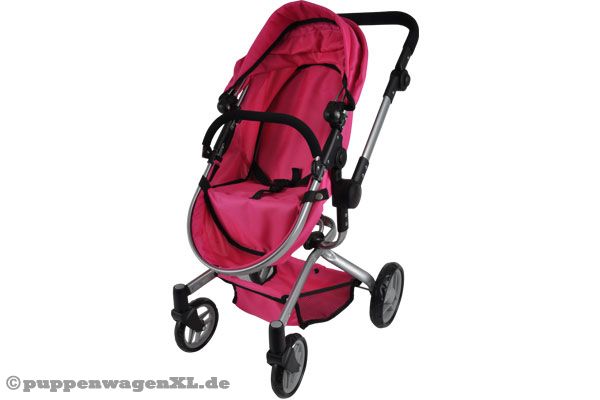 Die Puppe guckt nach vorne in Fahrtrichtung.