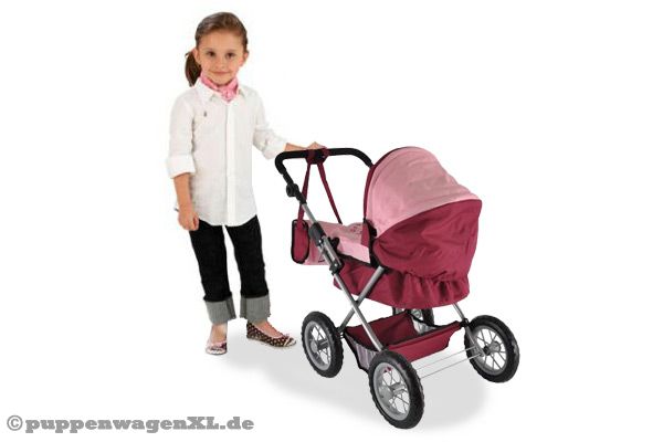 Robuster Puppenwagen mit höhenverstellbarem Griff (35-68 cm)