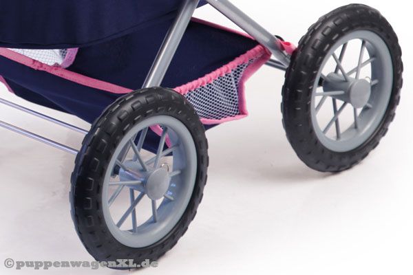 Robustes Gestell mit stabilen Kunststoff Rädern.