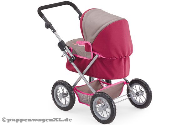 Moderner Puppenwagen mit robustem Gestell.