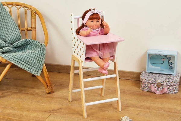  Weiß-gold-rosa Holzpuppenstuhl