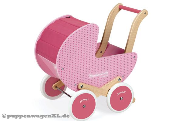 Der Puppenwagen ist aus gutem Holz gefertig.