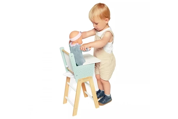 Mintfarbener Holzpuppenstuhl