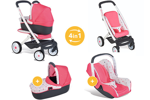 Puppenwagen-Buggy, Krippe und Autositz.